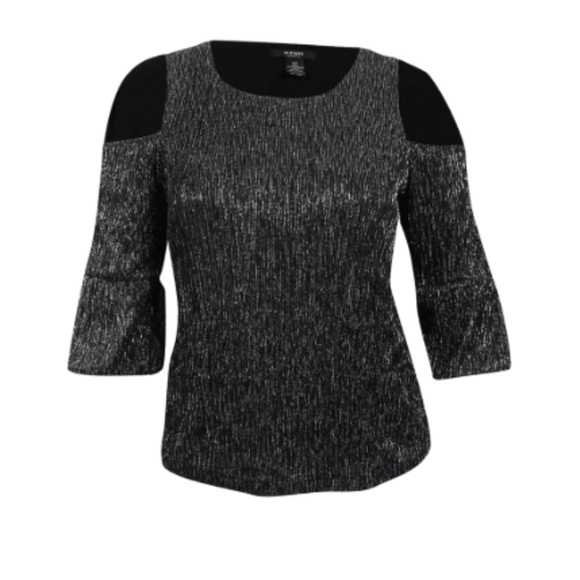 ALFANI PLUS SIZE METALLIC COLD-SHOULD DARK SILVER - Picture 1 of 2